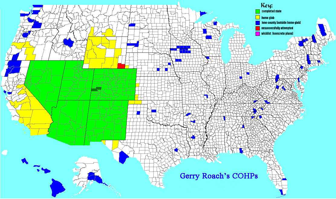 US County Summits Climbed by Gerry Roach