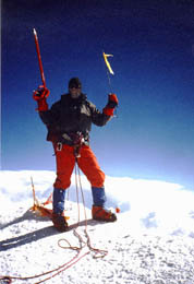 Photo of Gerry on Denali's summit after an ascent from Wonder Lake