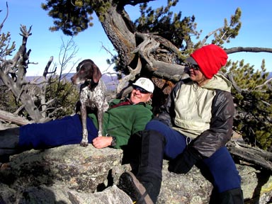 Jack Dais and Jennifer Roach on top of Pulver Mountain on a warm January day