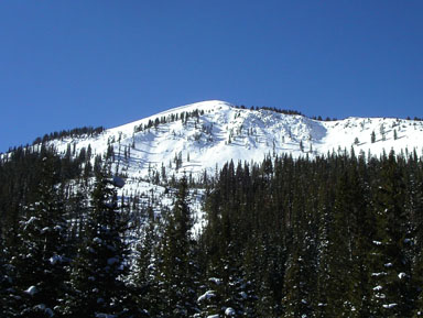 Seven Utes Mountain as seen from 10,200 feet in the unnamed drainage northeast of the peak
