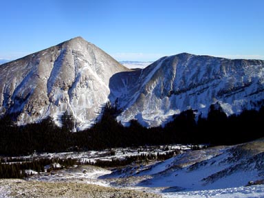 Lamb Mountain (right) seen from the lower slopes of White Ridge to the north