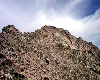 The route on the east side of the south ridge