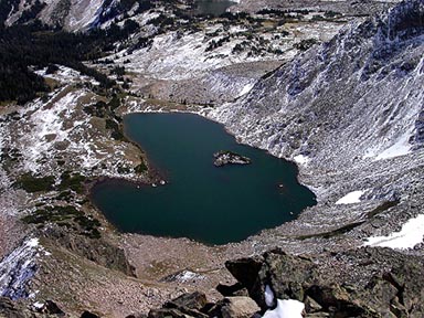 Island Lake from the summit of Island Lake Peak