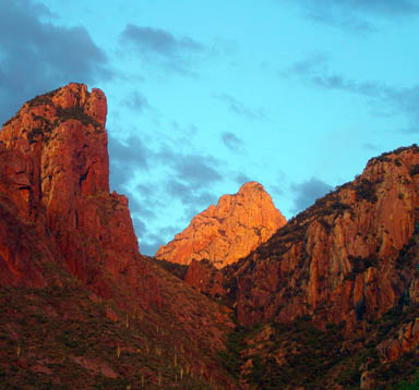 Viewed from the campground, Baboquivari broods beyond it's lower ridges