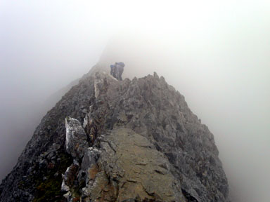 One of the Crib Goch's narrow pitches