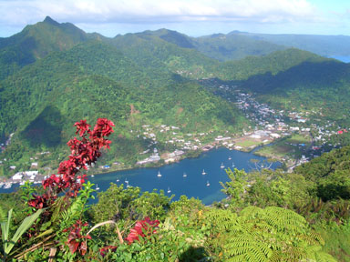 Pago Pago's inner Harbor from the top of Alava Mountain