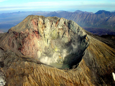 The active volcano 6,150-foot Mount Martin from the south