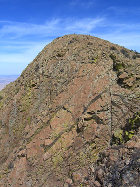 The main summit seen from the 8,380-foot southern summit