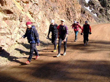 The team entering Waterton Canyon
