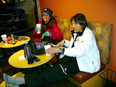 Jennifer and Fran in Starbucks