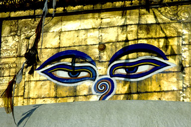 Back in Kathmandu in my second staredown with the eyes of Buddha
