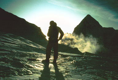Gary Neptune at Camp I above the Khumbu Icefall in 1983